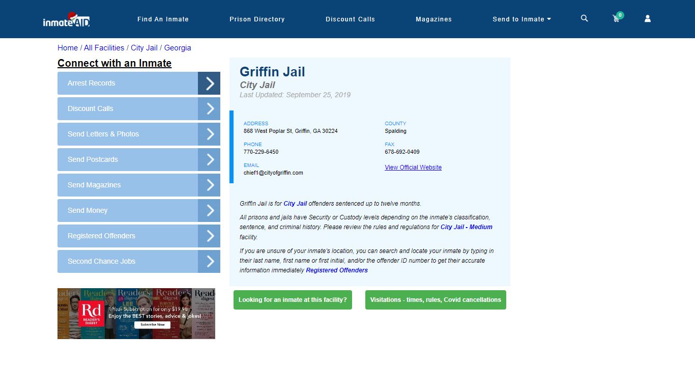 Griffin Jail | Inmate Locator